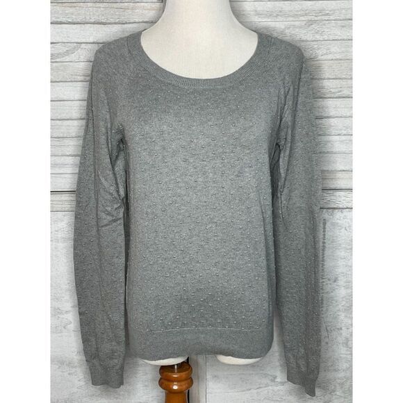 Banana Republic Cashmere Blend Swiss Dot Sweater Gray Size Medium - Picture 1 of 6
